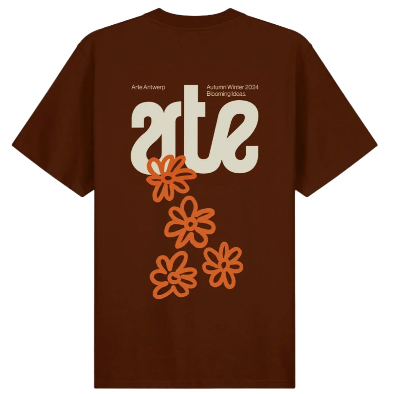 Arte Flowers Back T-shirt Brown