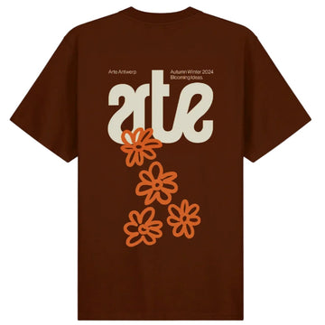 Arte Flowers Back T-shirt Brown