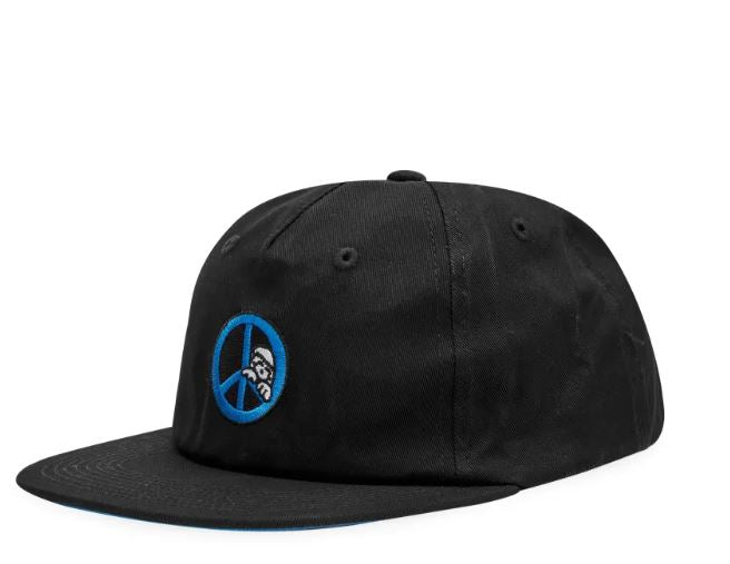 Black Alone At Peace 5 Panel hat, Black Onesize