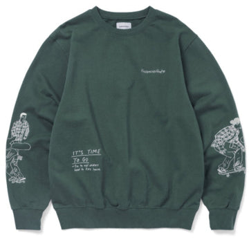 This Is Never That Sketch Embroidery Crewneck Dark Green