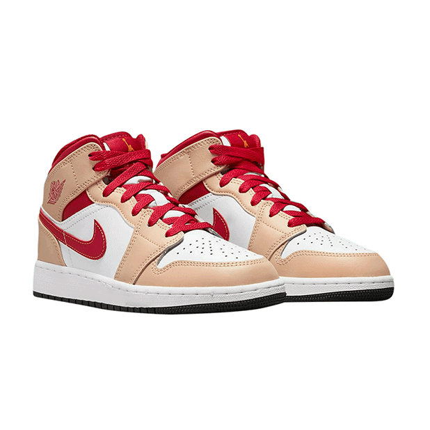 Jordan 1 Mid Light Curry Cardinal GS