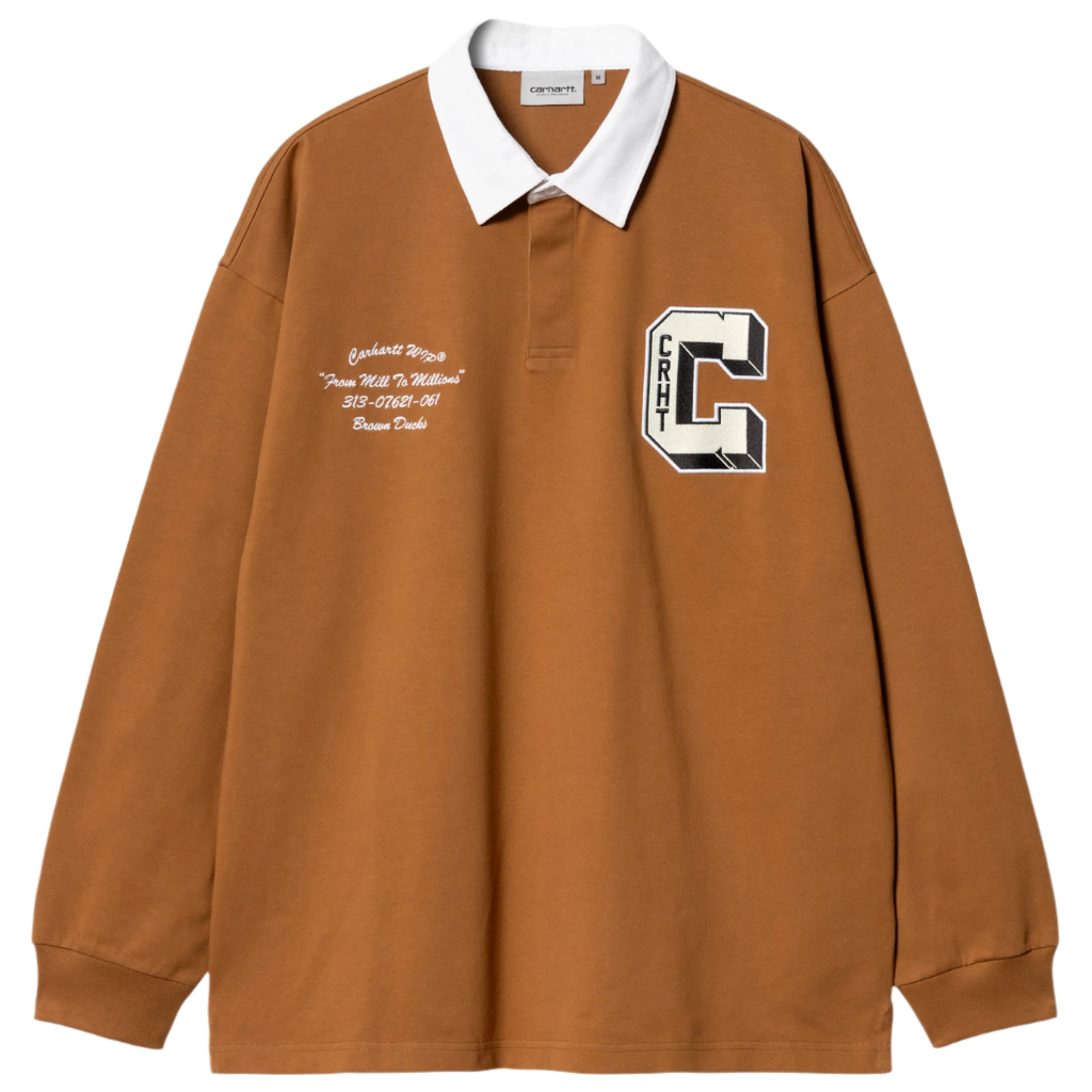Carhartt L/S Brown ducks rugby shirt Hamilton brown/white