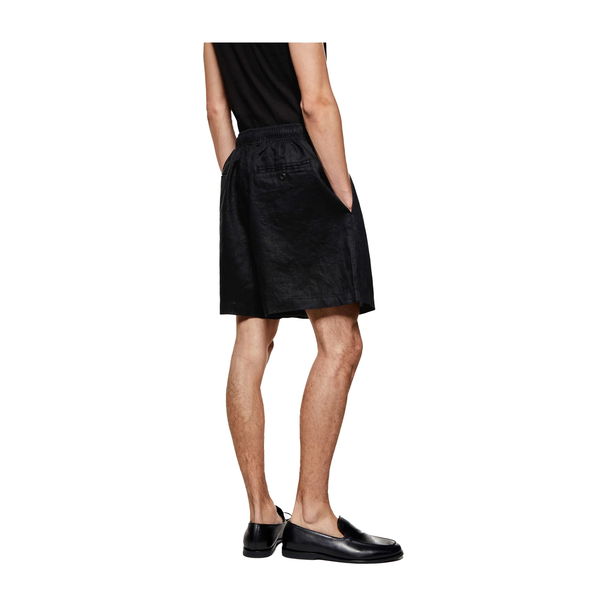 LINEN SHORTS - BLACK