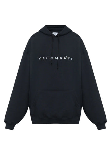 VETEMENTS EMROIDERY LOGO HOODIE BLACK
