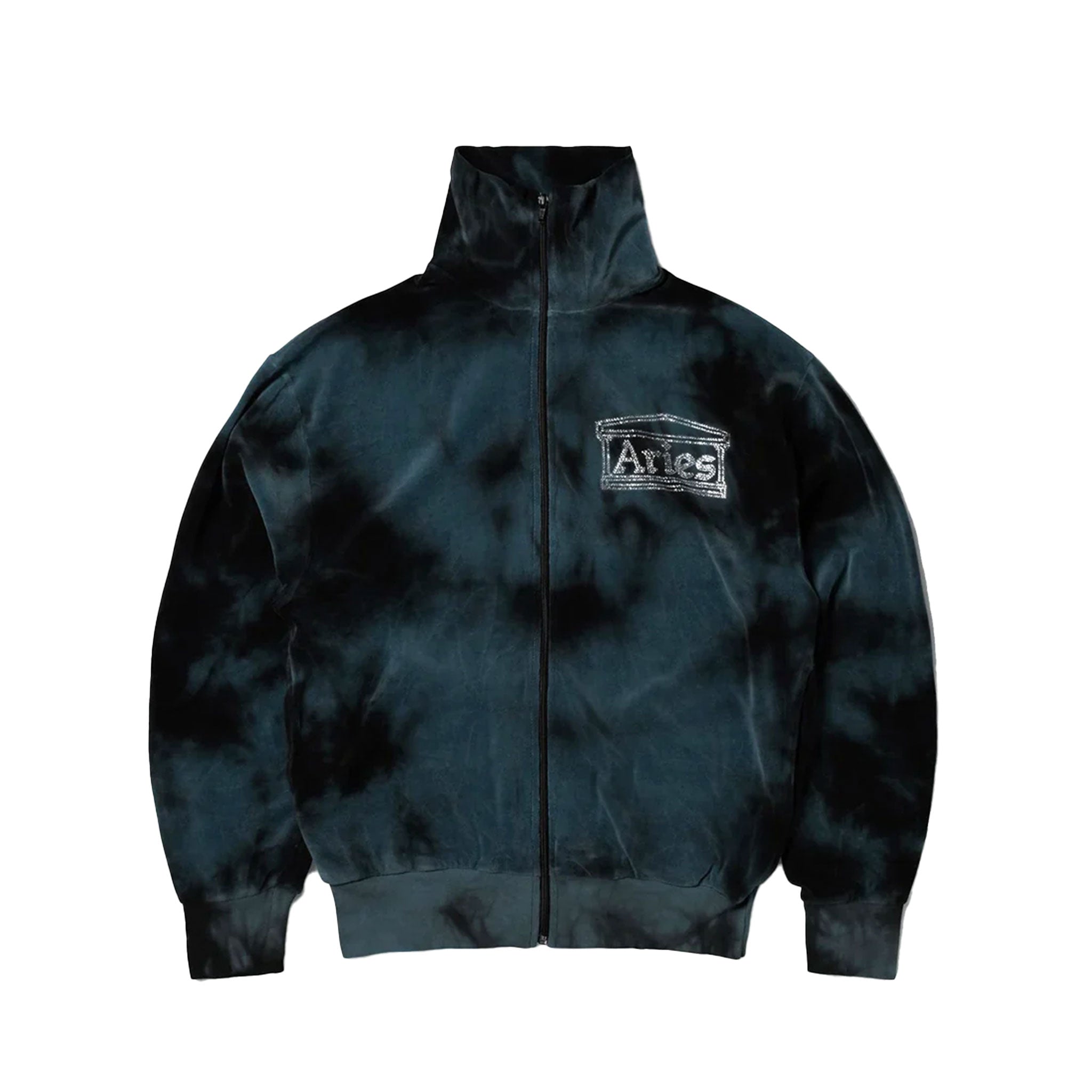 ARIES RHINESTONE TEMPLE VELOUR ZIP TROUGH PETROL