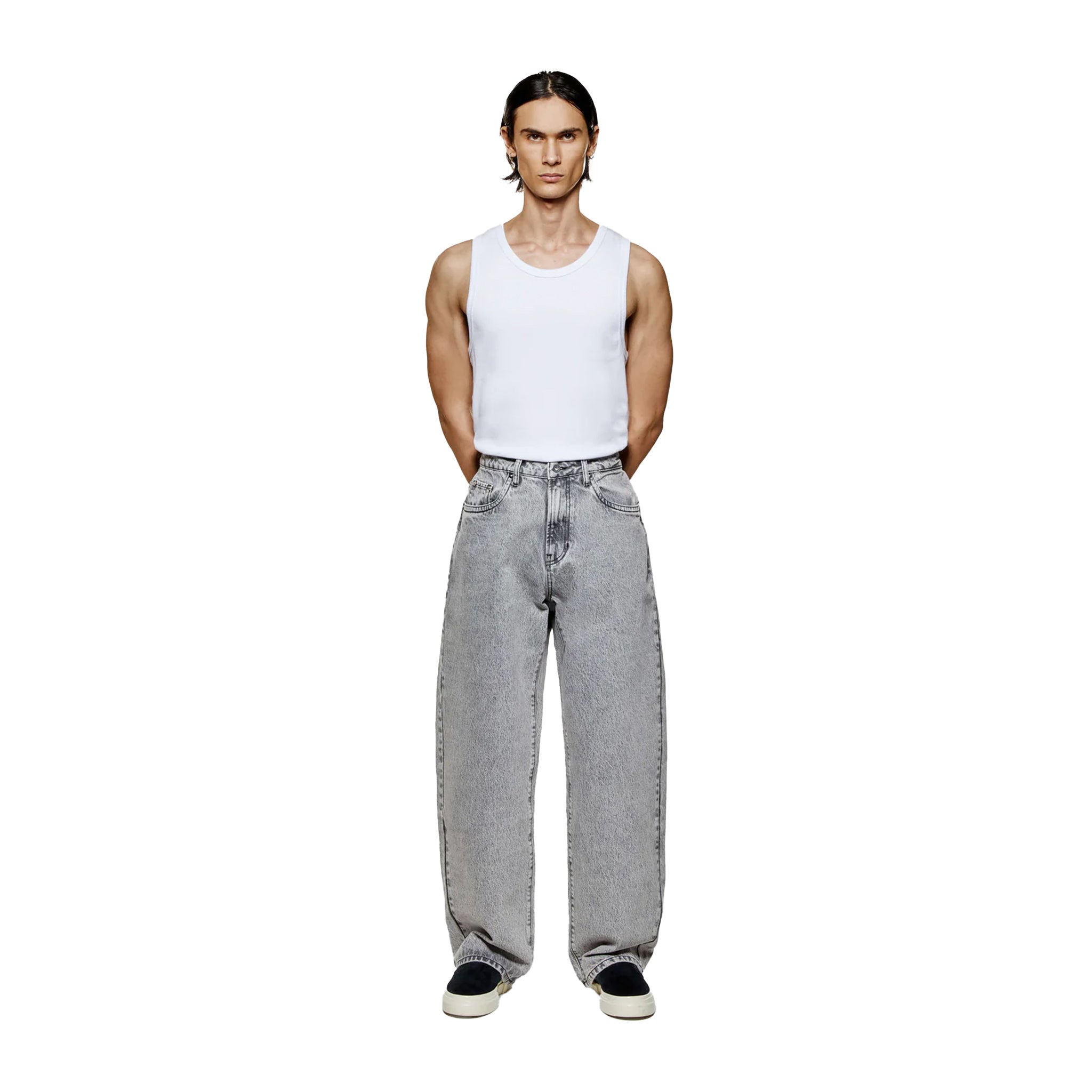 DENIM WIDE LEG JEAN - WASHED BLACK