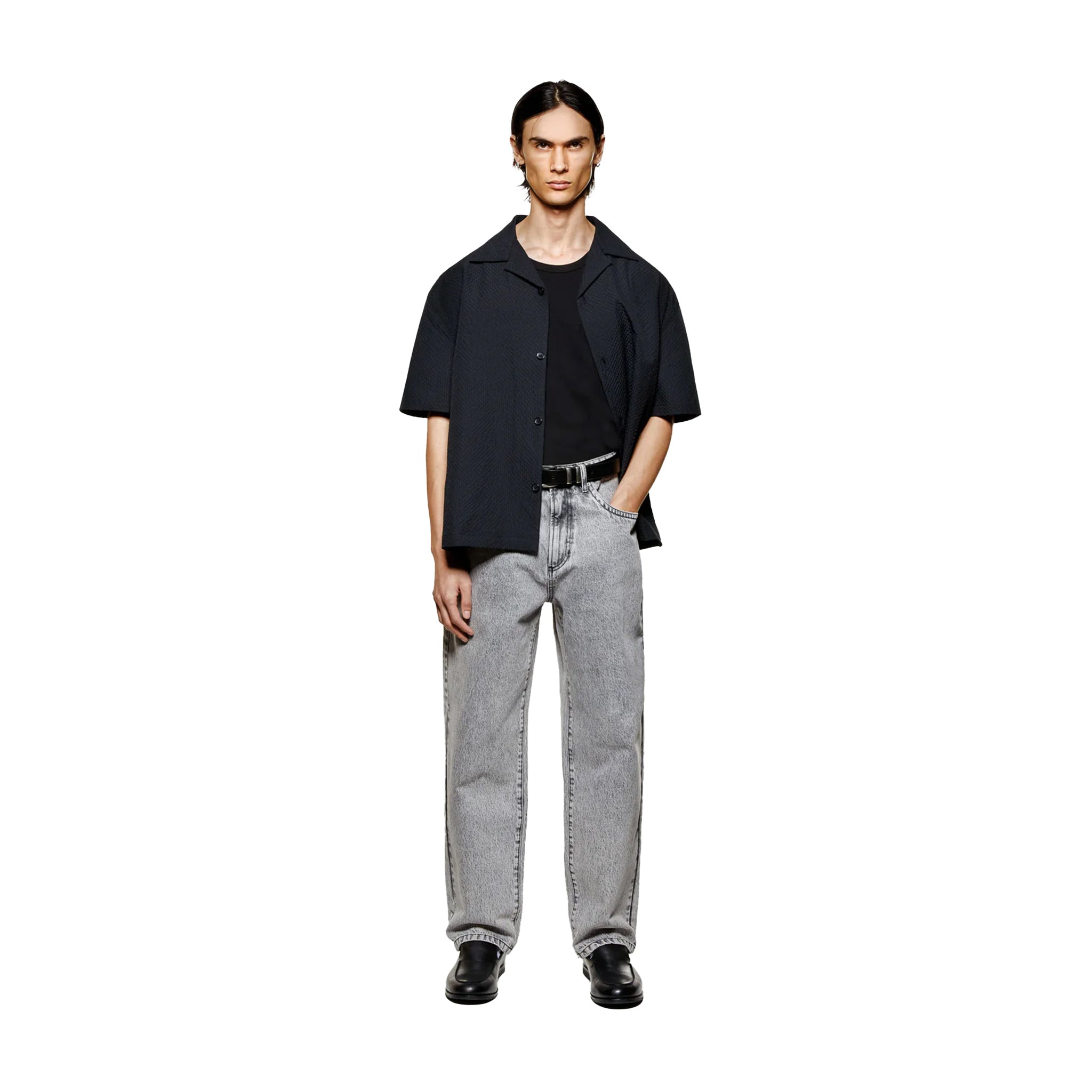 SEERSUCKER VACATION SHIRT - BLACK