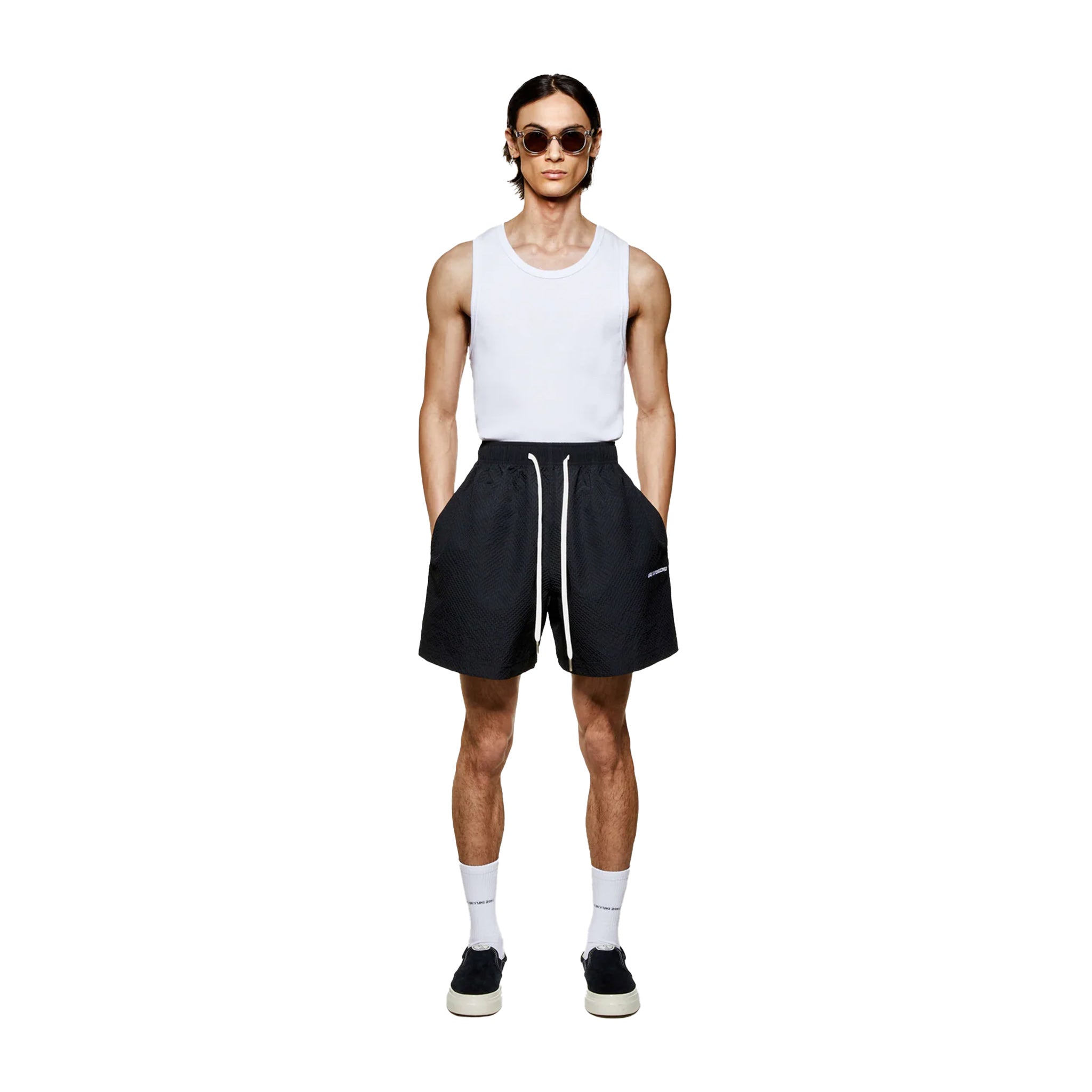 SEERSUCKER SHORTS - BLACK