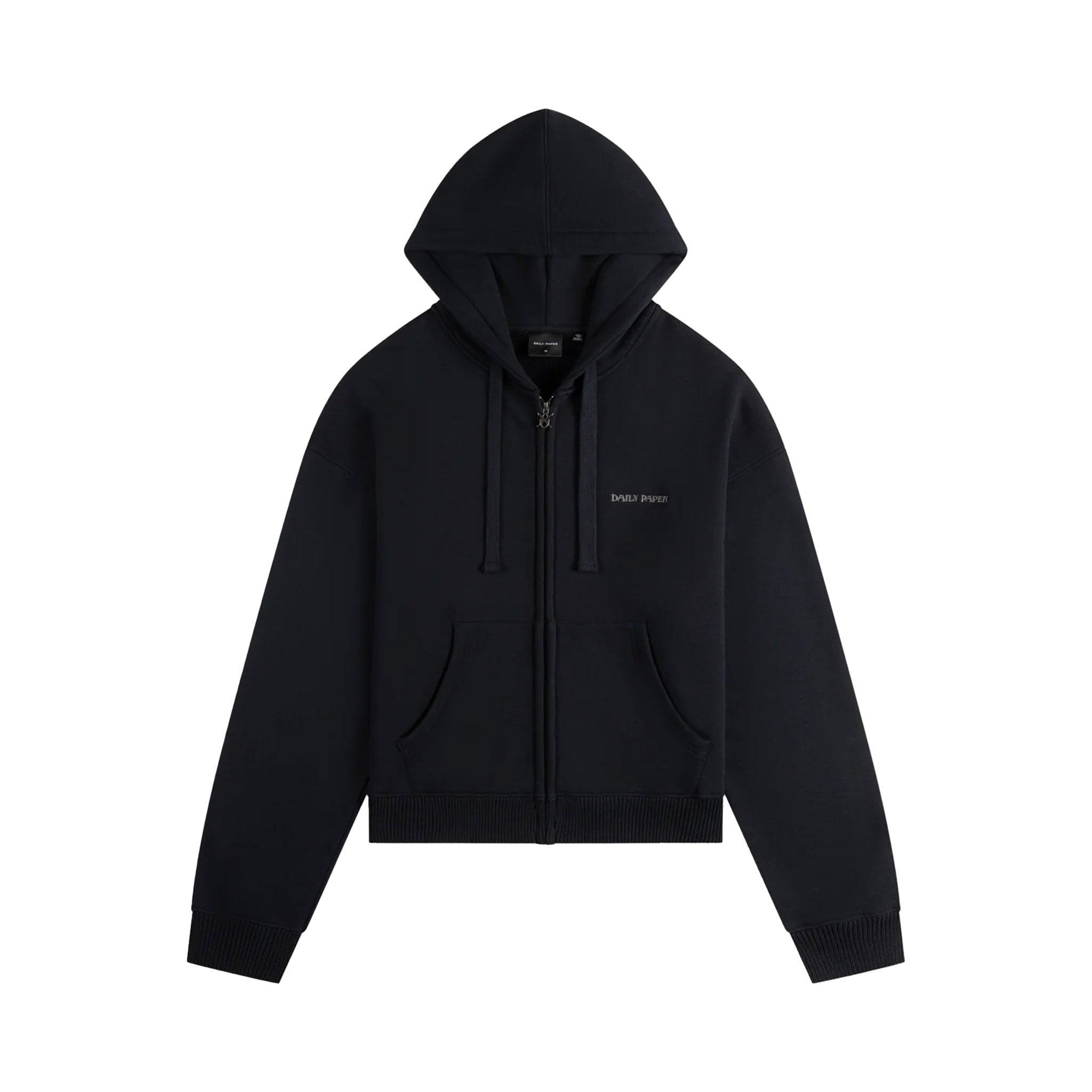 Boxy Zip Up Hoodie - Black