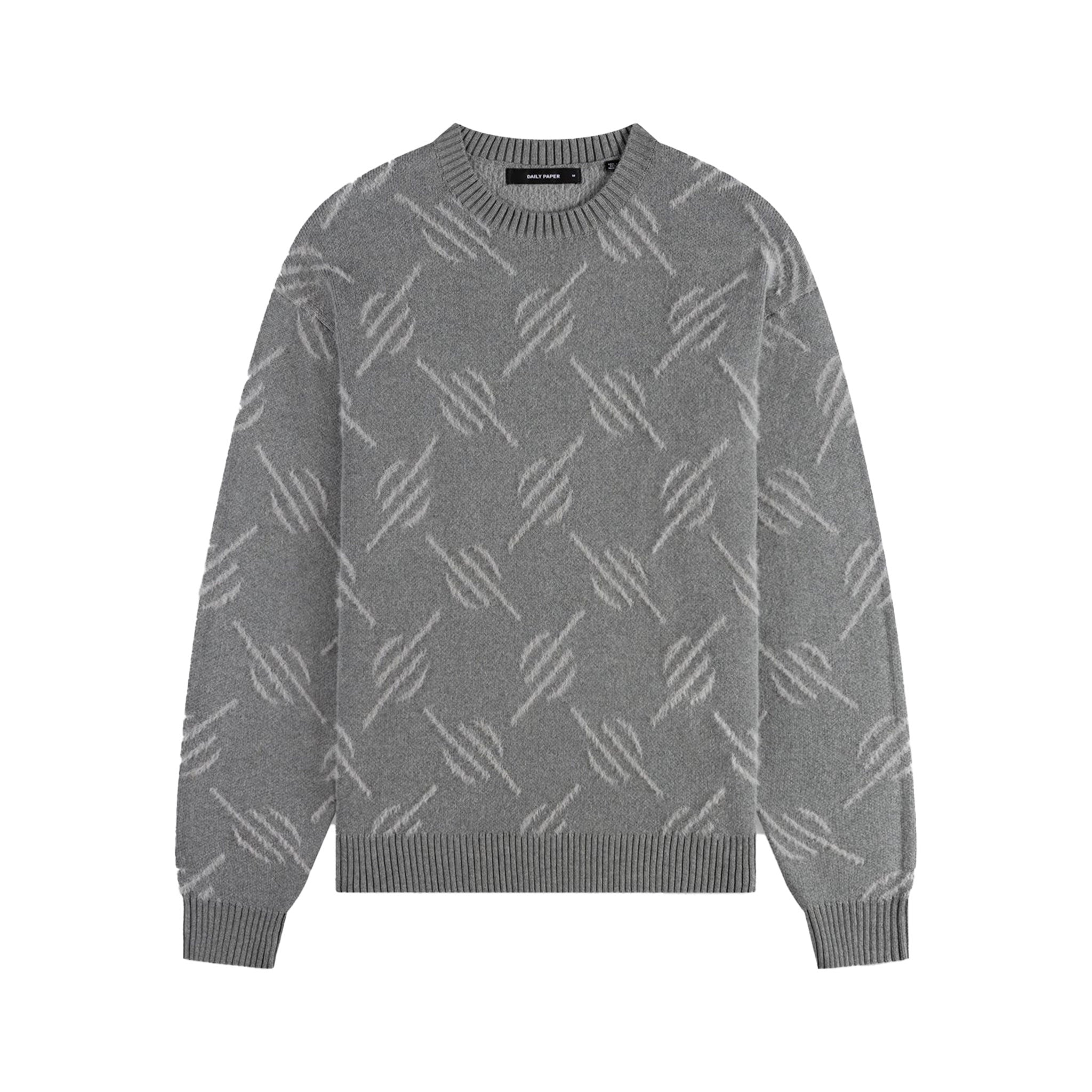 Tevin Monogram Knit Sweater - Grey