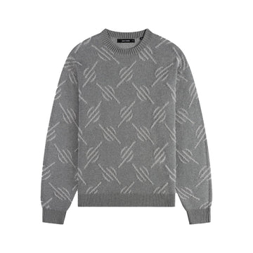 Tevin Monogram Knit Sweater - Grey