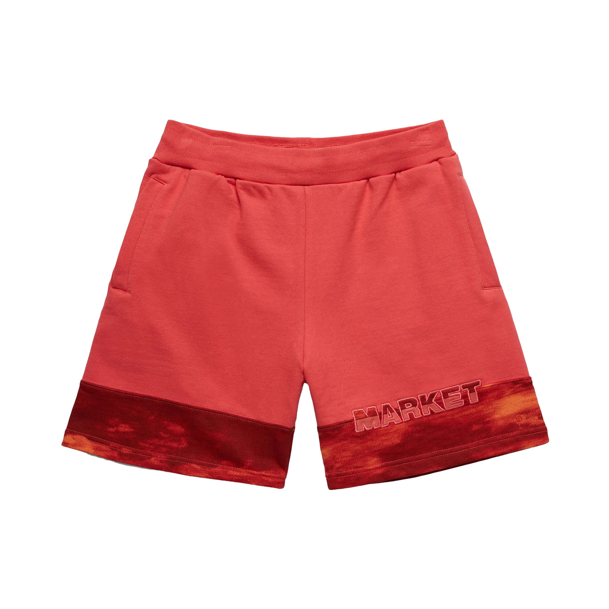 MARKET SPLIT TIE DYE SWEATSHORTS RED