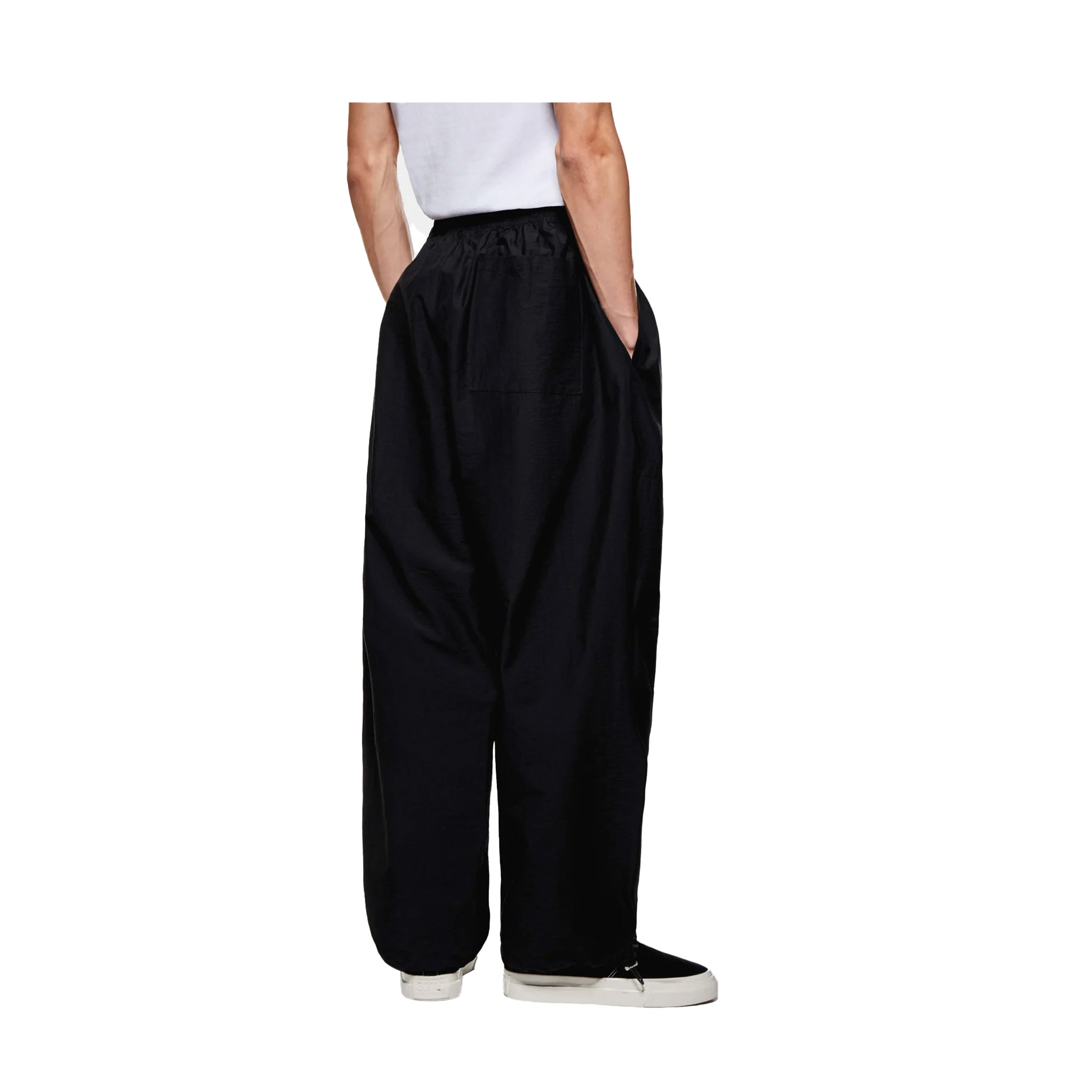 WASHED COTTON NYLON PARACHITE PANTS - BLACK