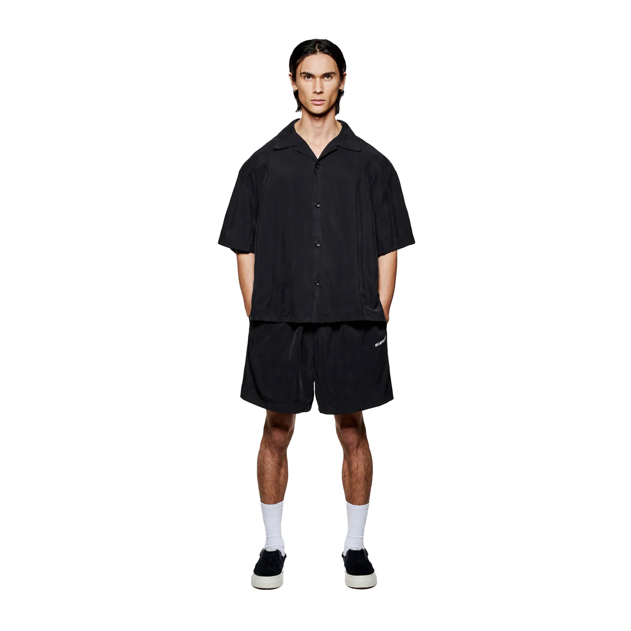 SANDWASH CUPRO VACATION SHIRT - BLACK