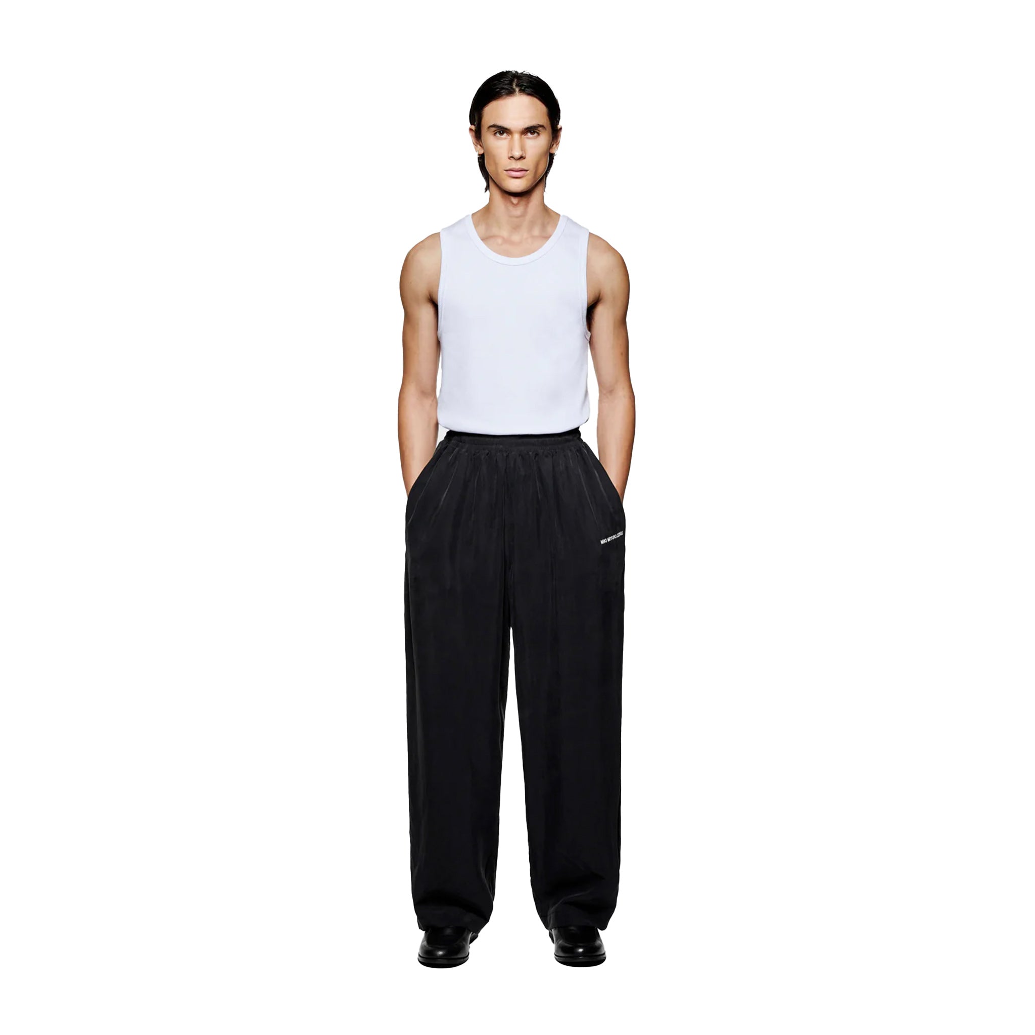 SANDWASH CUPRO WIDE LEG TROUSERS - BLACK
