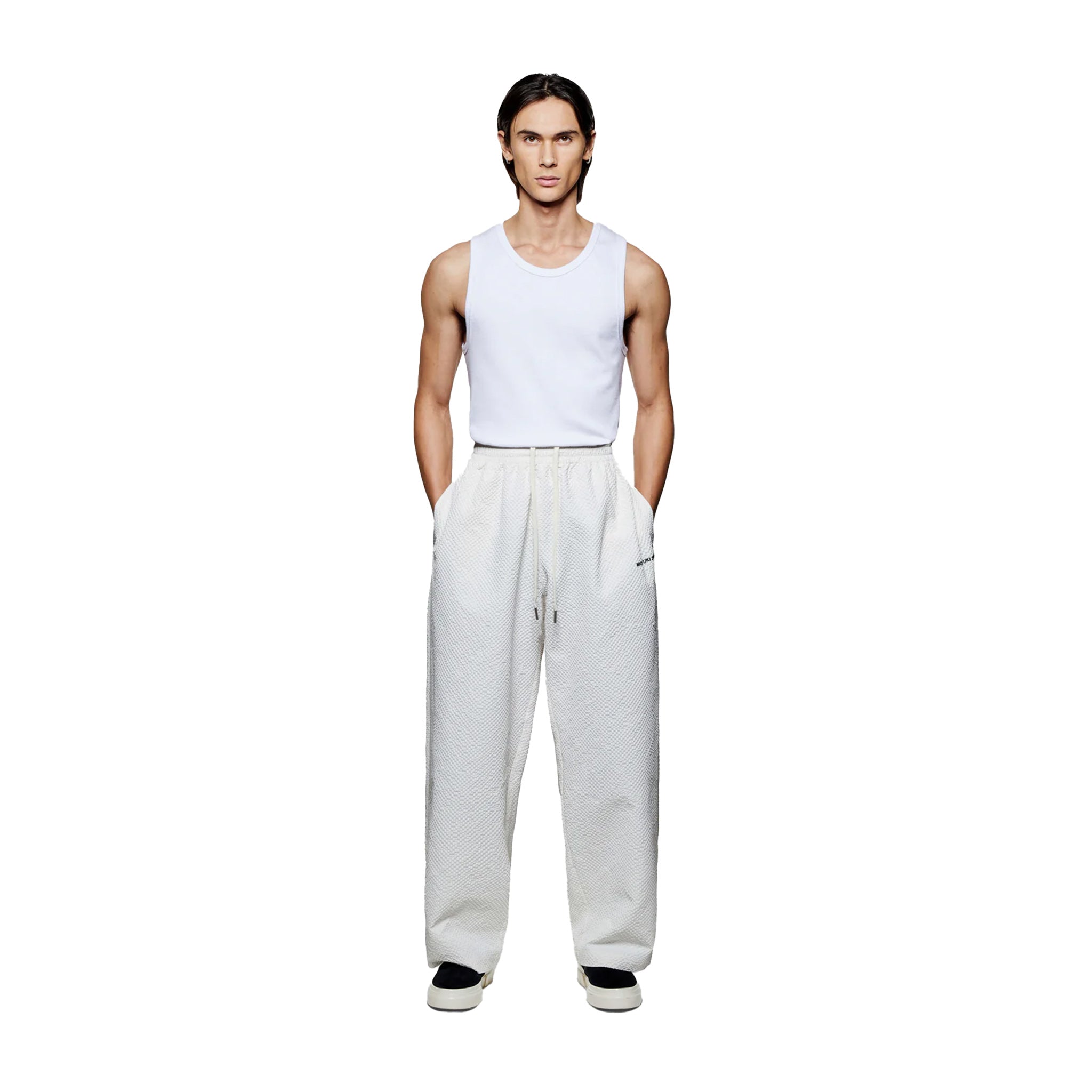 SEERCUCKER WIDE LEG TROUSERS - BONE