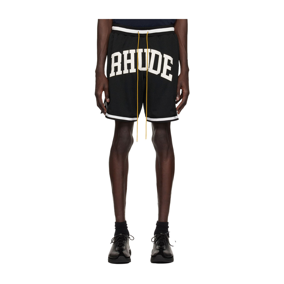 RHUDE COLLEGIATE BASKETBALL SHORTS - BLACK/WHITE