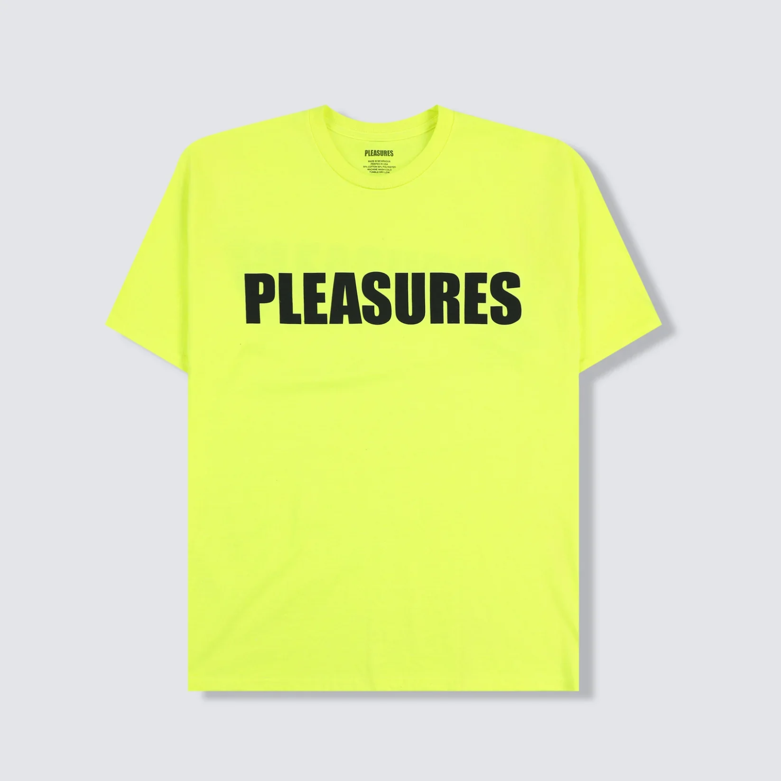 PLEASURES T-SHIRT PHOSPHORE COLOR BLACK LOGO