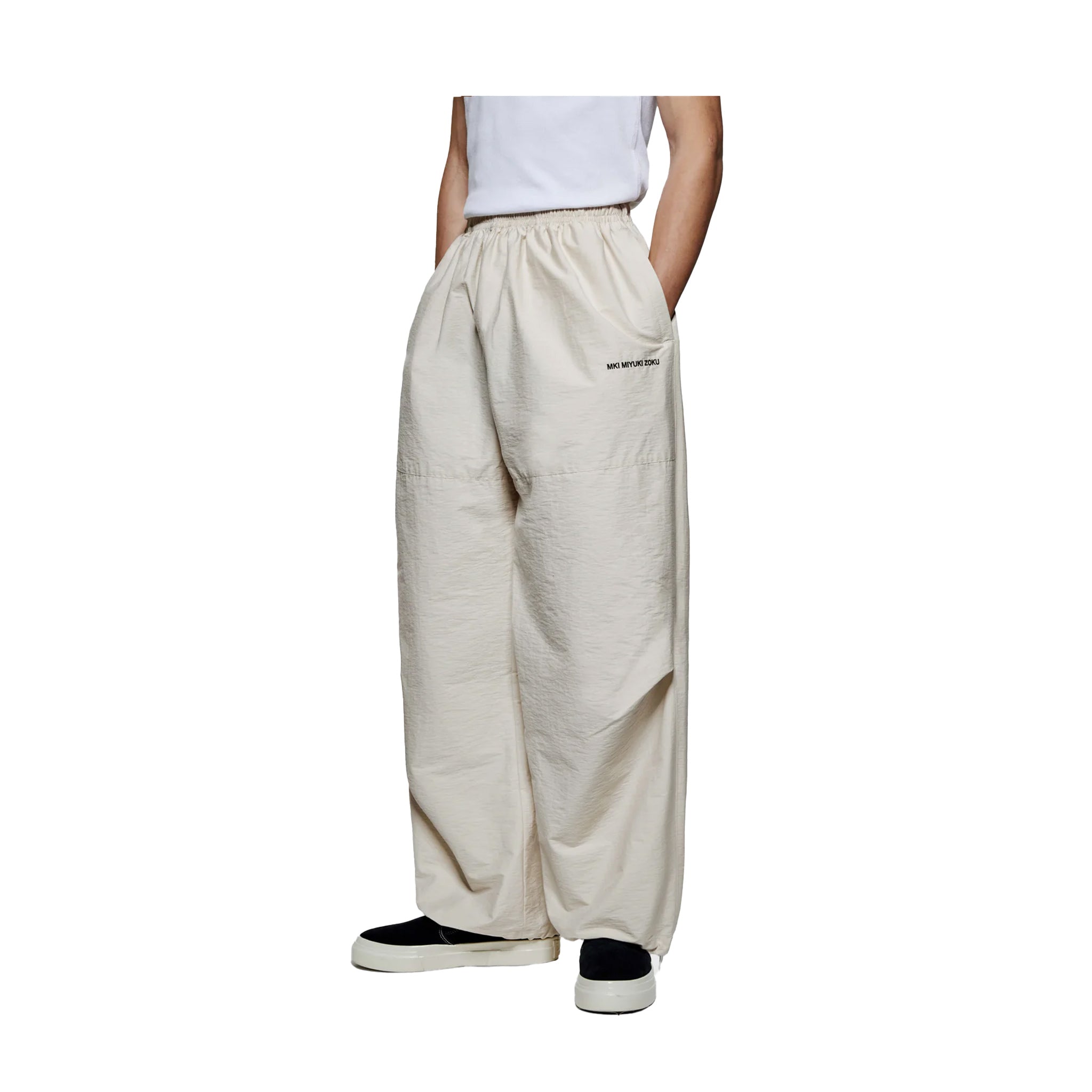WASHED COTTON NYLON PARACHITE PANTS - BONE