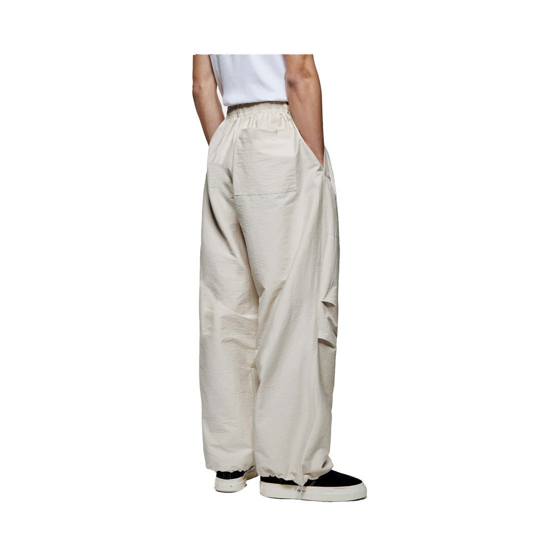 WASHED COTTON NYLON PARACHITE PANTS - BONE