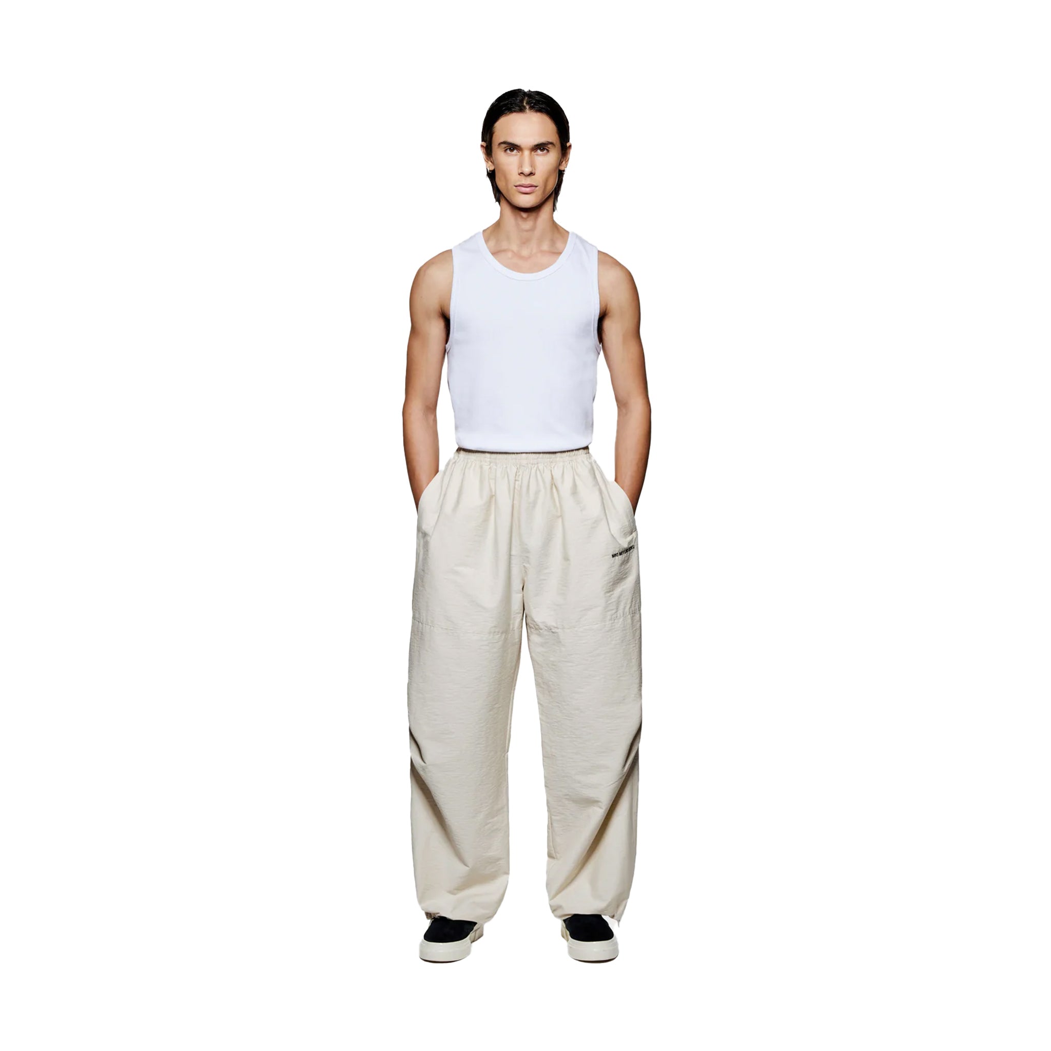 WASHED COTTON NYLON PARACHITE PANTS - BONE