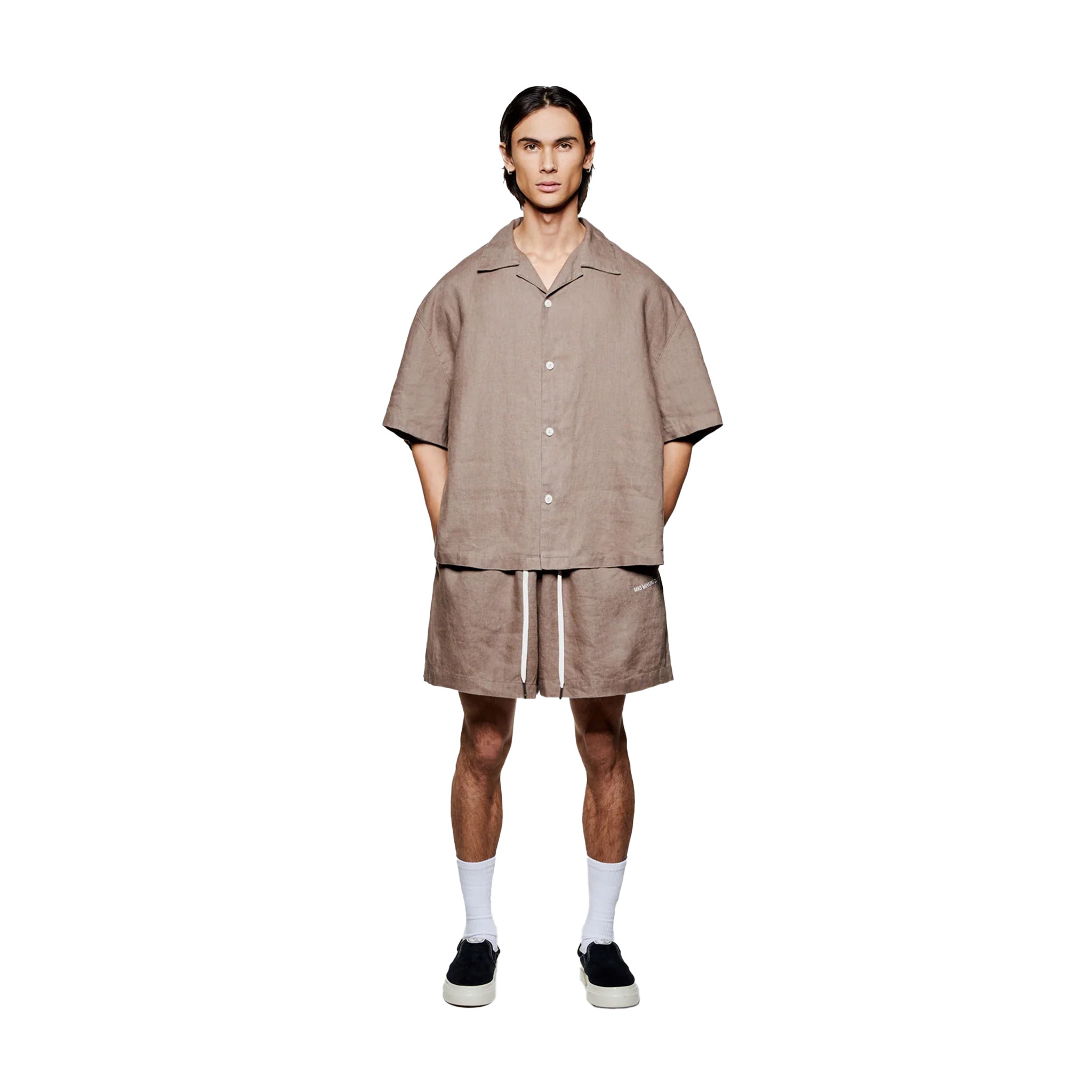 LINEN VACATION SHIRT - MUSHROOM
