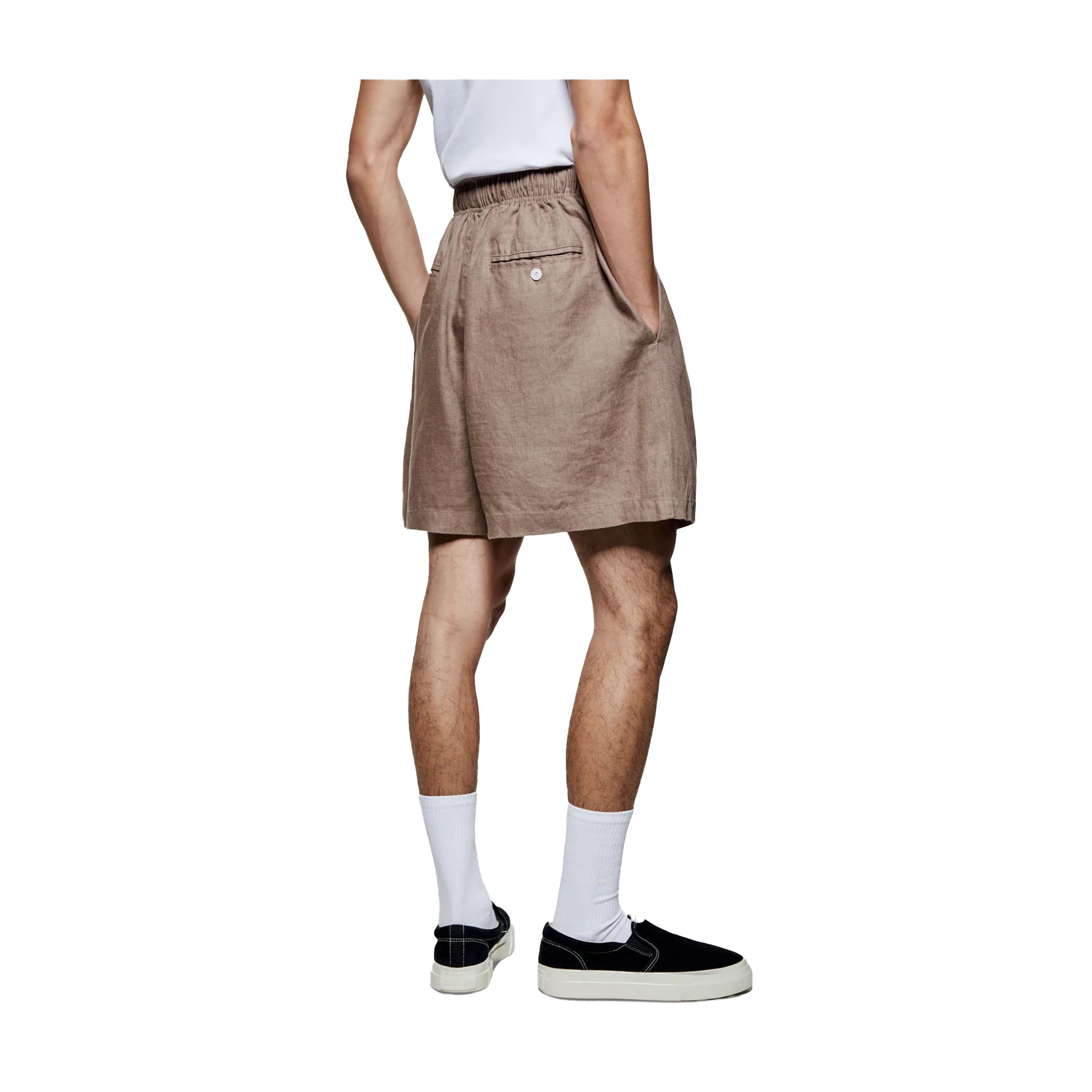 LINEN SHORTS - MUSHROOM
