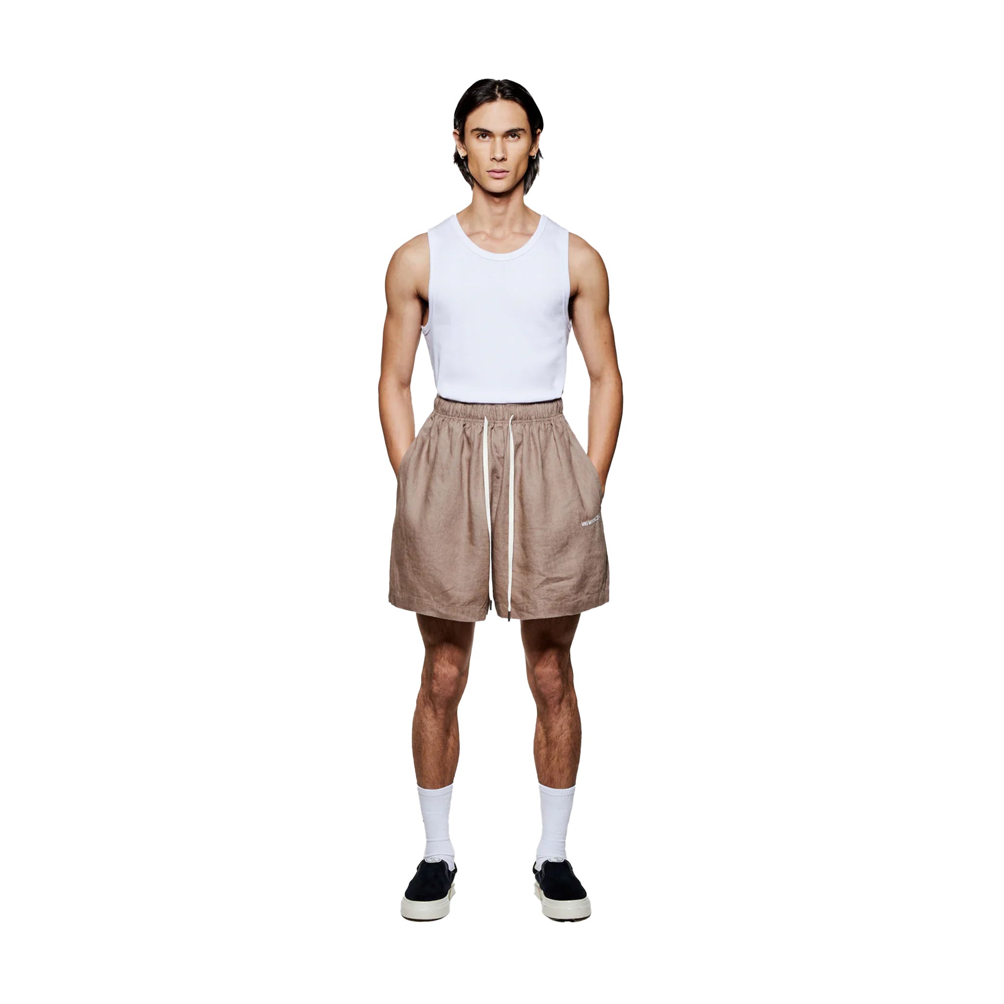 LINEN SHORTS - MUSHROOM