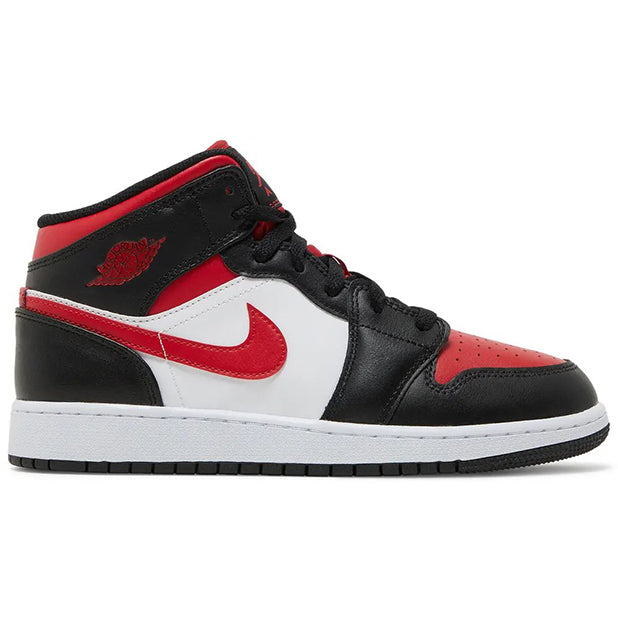 Jordan 1 Mid White Black Red (2022) GS